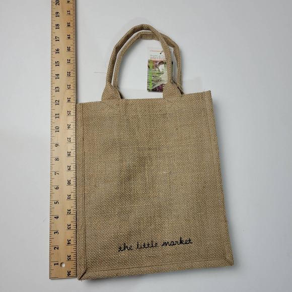 Burlap Bag Human Rights Watch Brown Black Minimalist Casual Open Hand Bag Tote - Picture 4 of 8